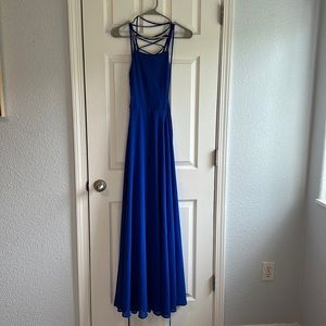Lace up blue maxi dress